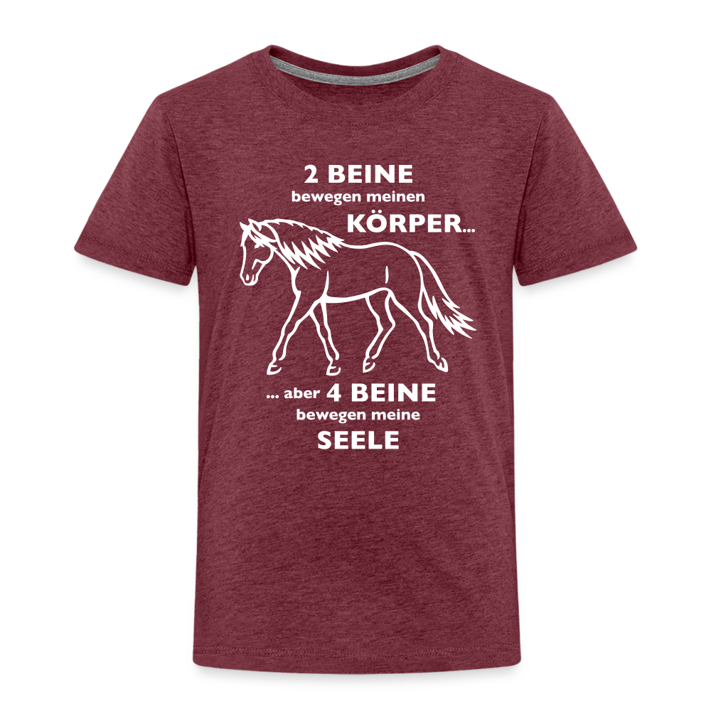 "4 Beine bewegen meine Seele" Grafik-Stil - Kinder T-Shirt - Bordeauxrot meliert