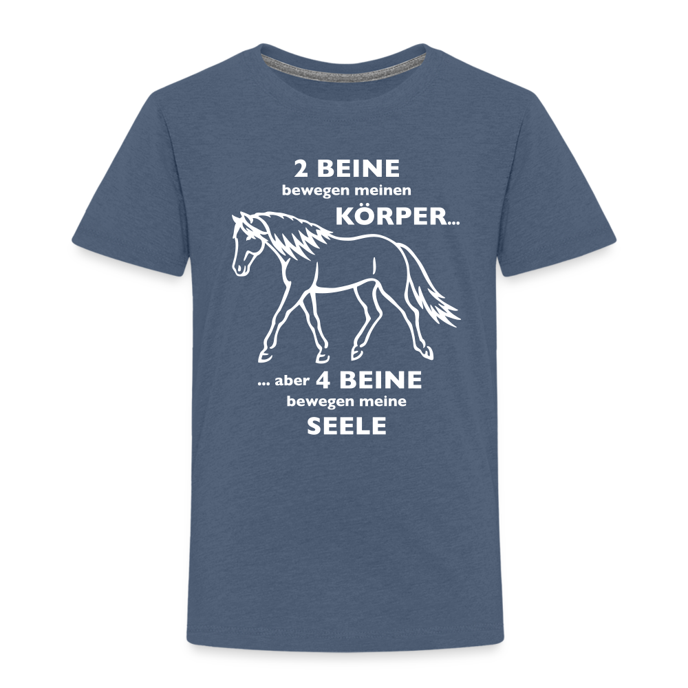 "4 Beine bewegen meine Seele" Grafik-Stil - Kinder T-Shirt - Blau meliert