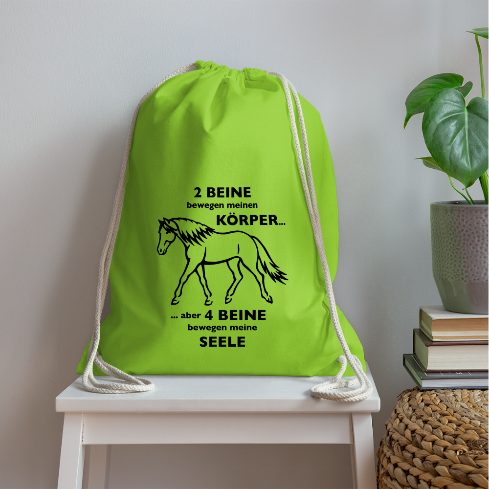 "4 Beine bewegen meine Seele" Grafik-Stil - Stallbeutel - Neongrün