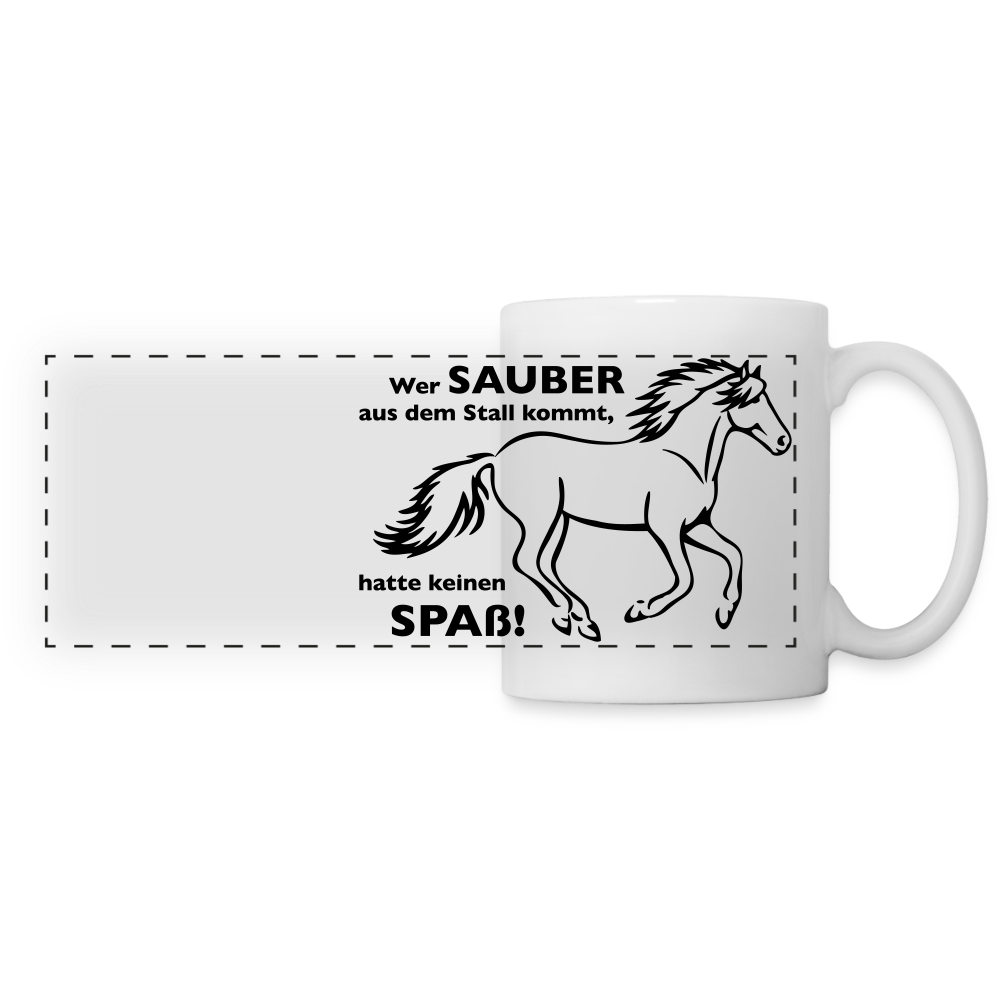 "Dreckspatz" Grafik-Stil - Tasse Panoramadruck - weiß