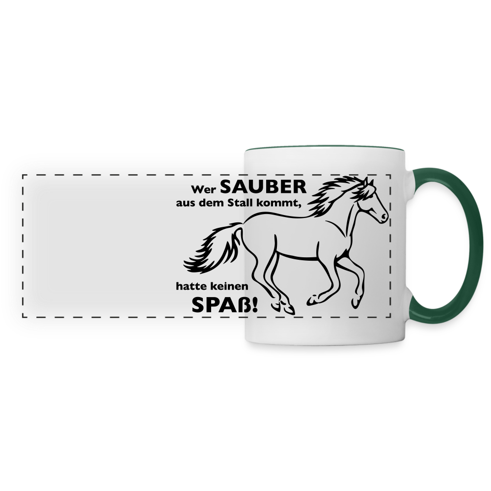 "Dreckspatz" Grafik-Stil - Tasse Panoramadruck - Weiß/Dunkelgrün