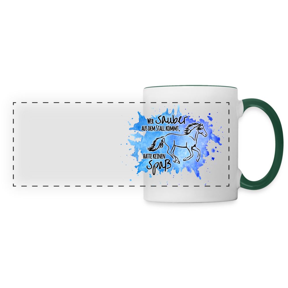 "Dreckspatz" Aquarell-Stil - Tasse zweifarbig (großer Druck) - Weiß/Dunkelgrün