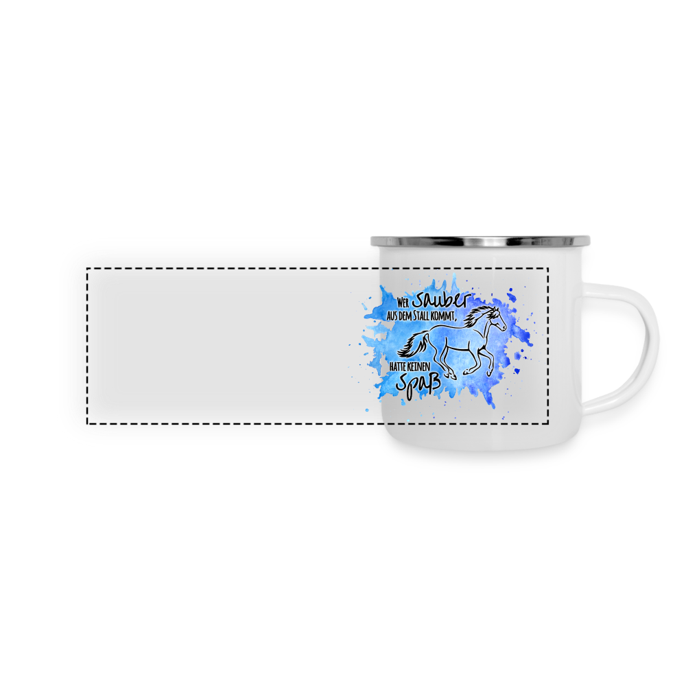 "Dreckspatz" Aquarell-Stil - Emaille-Tasse - weiß
