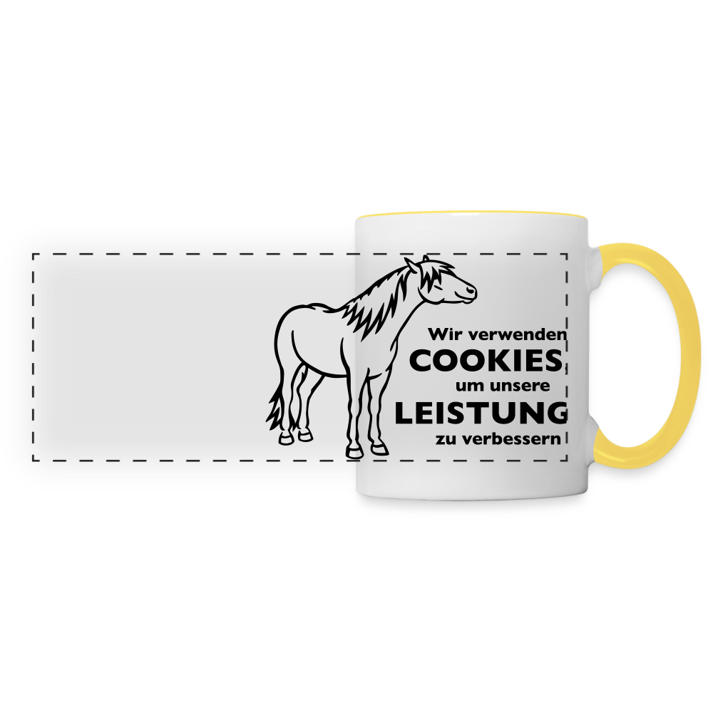 "Cookieverwendung" Grafik-Stil - Tasse zweifarbig - Weiß/Gelb