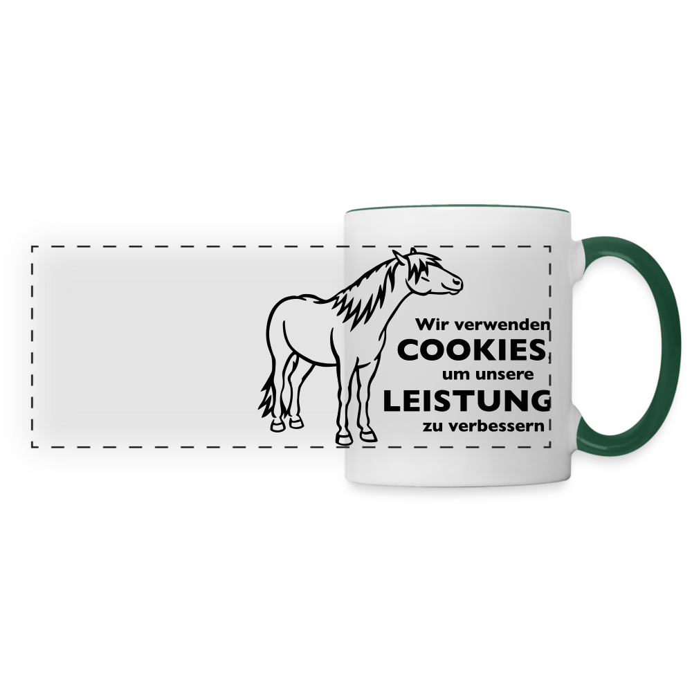 "Cookieverwendung" Grafik-Stil - Tasse zweifarbig - Weiß/Dunkelgrün