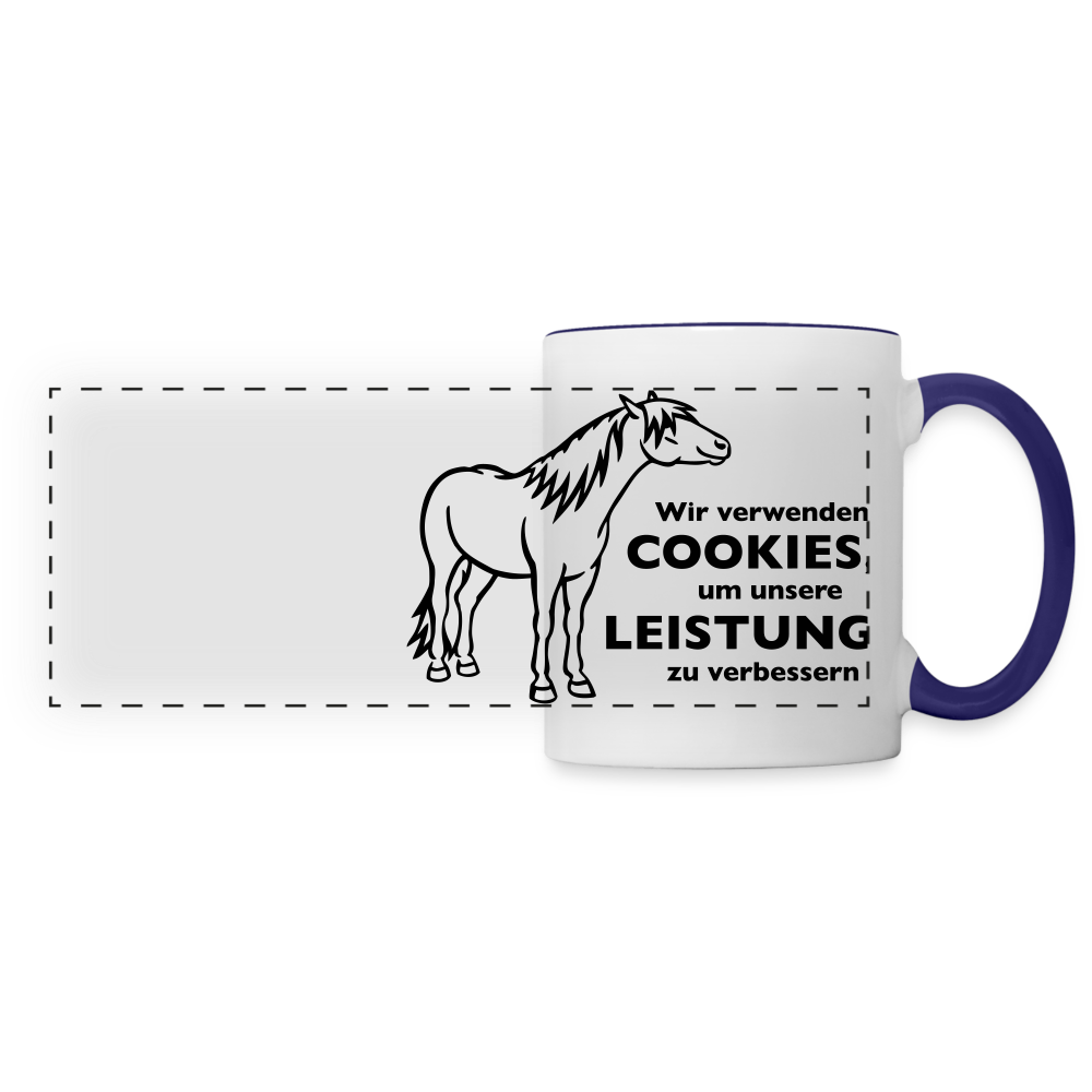 "Cookieverwendung" Grafik-Stil - Tasse zweifarbig - Weiß/Kobaltblau