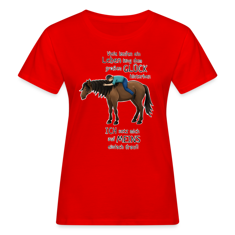 "Auf Pferd & Glück sitzen" Illustrationsstil - Frauen Bio-T-Shirt - Rot