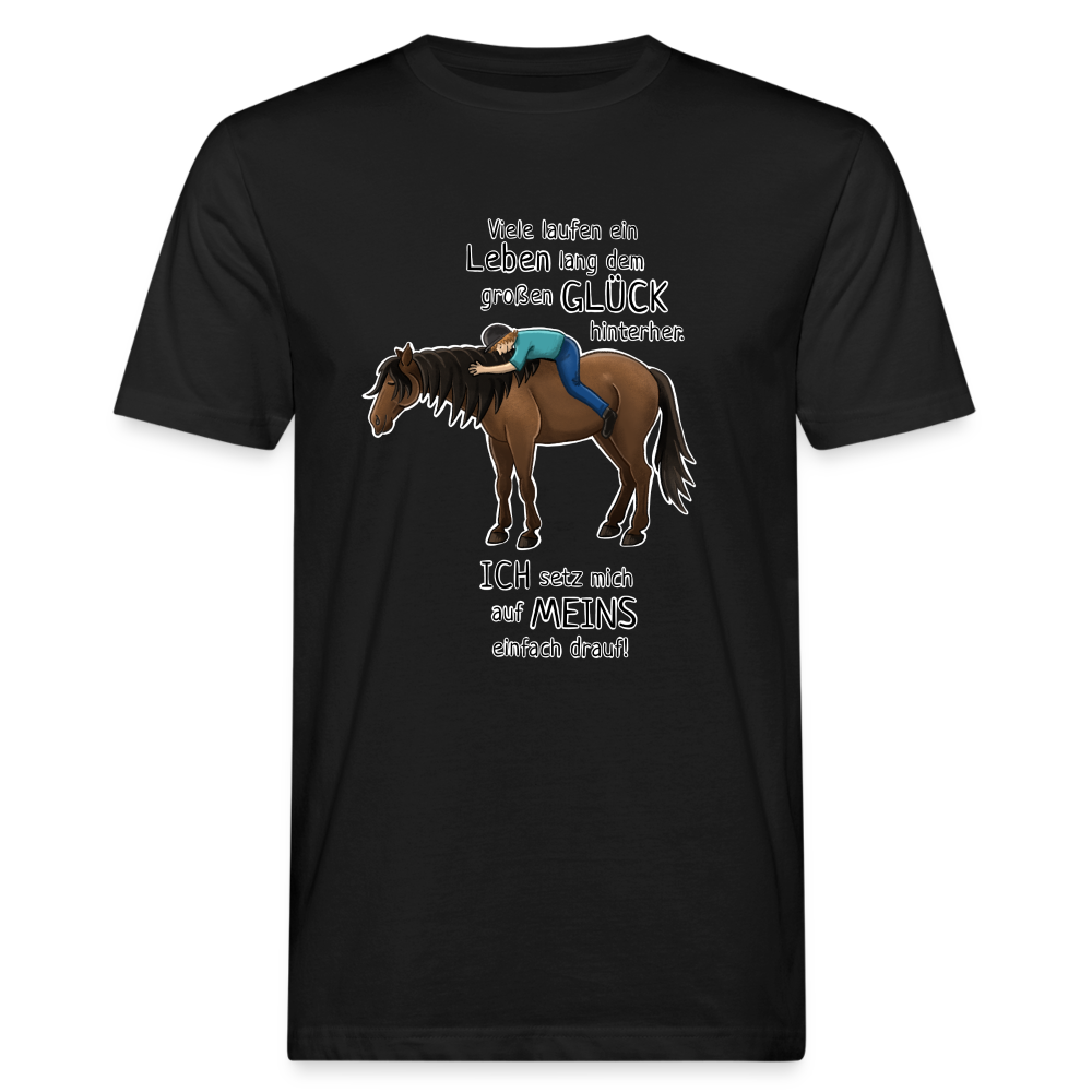 "Auf Pferd & Glück sitzen" Illustrationsstil - Männer Bio-T-Shirt - Schwarz