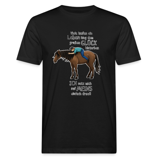 "Auf Pferd & Glück sitzen" Illustrationsstil - Männer Bio-T-Shirt - Schwarz