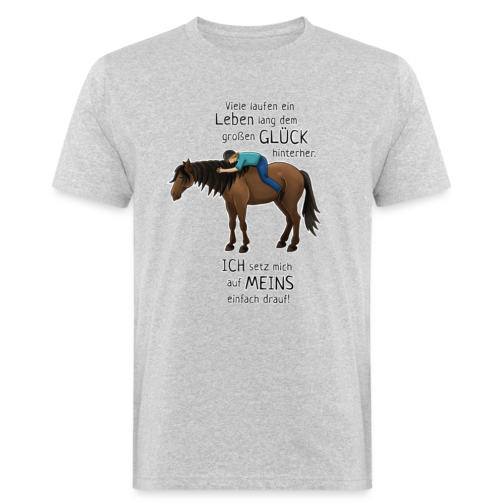 "Auf Pferd & Glück sitzen" Illustrationsstil - Männer Bio-T-Shirt - Grau meliert