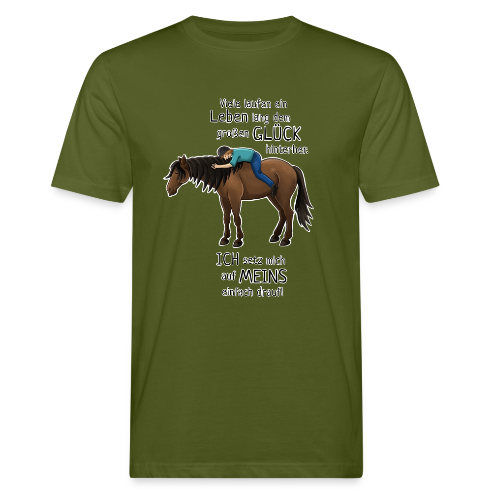 "Auf Pferd & Glück sitzen" Illustrationsstil - Männer Bio-T-Shirt - Moosgrün