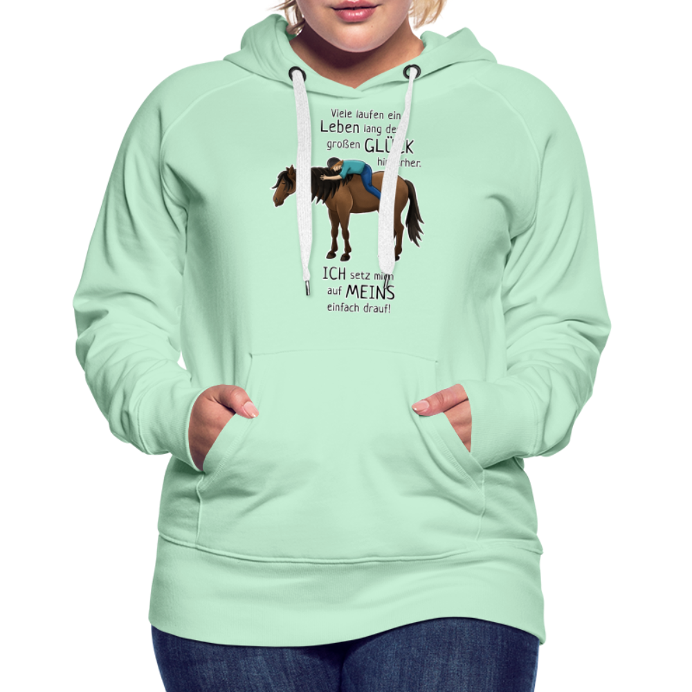 "Auf Pferd / Glück sitzen" Illustrationsstil - Frauen Premium Hoodie - helles Mintgrün