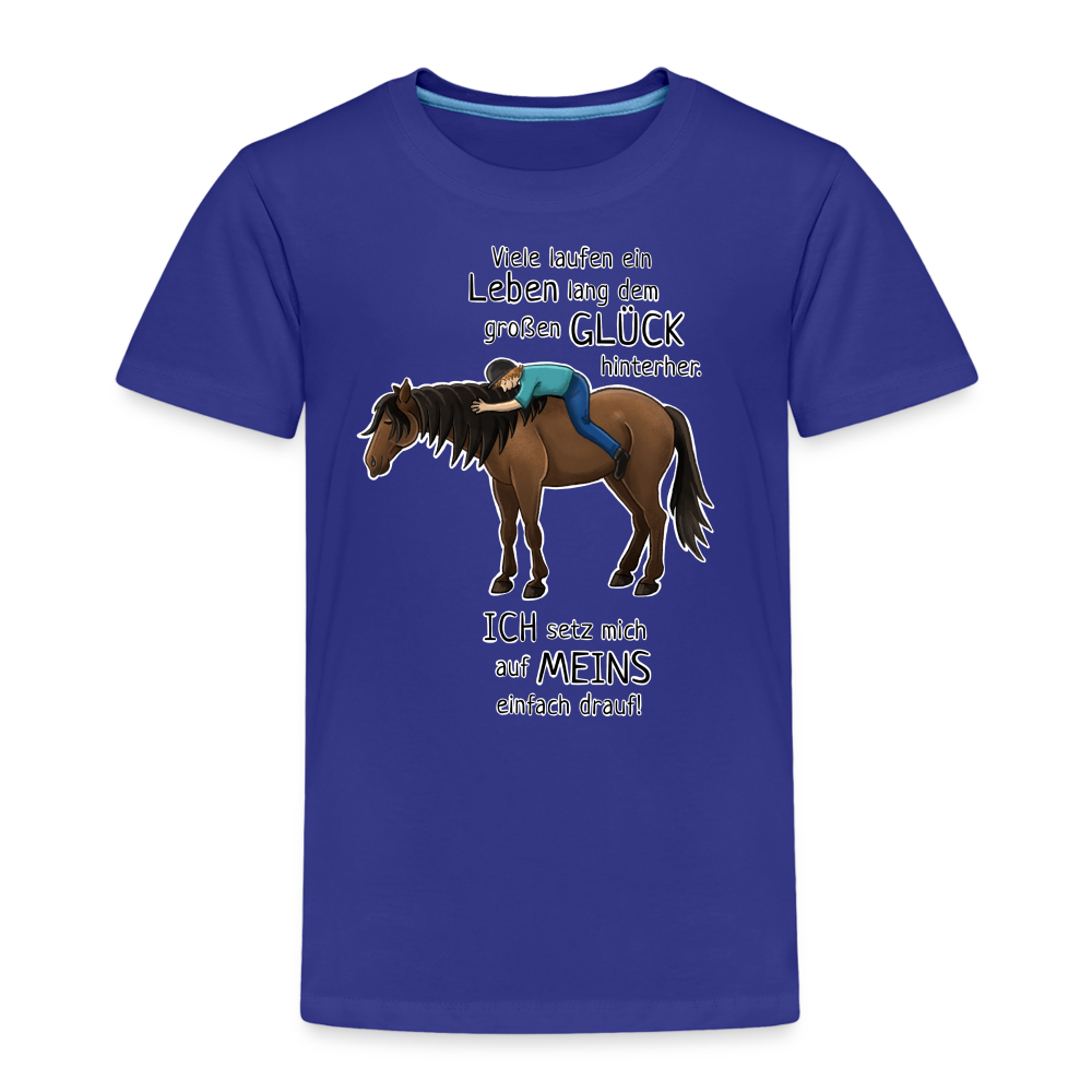 "Auf Pferd & Glück sitzen" Illustrationsstil - Kinder Premium T-Shirt - Königsblau