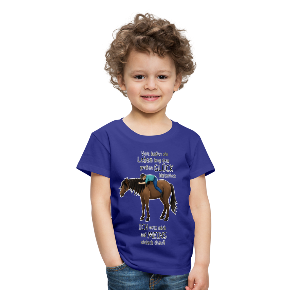 "Auf Pferd & Glück sitzen" Illustrationsstil - Kinder Premium T-Shirt - Königsblau