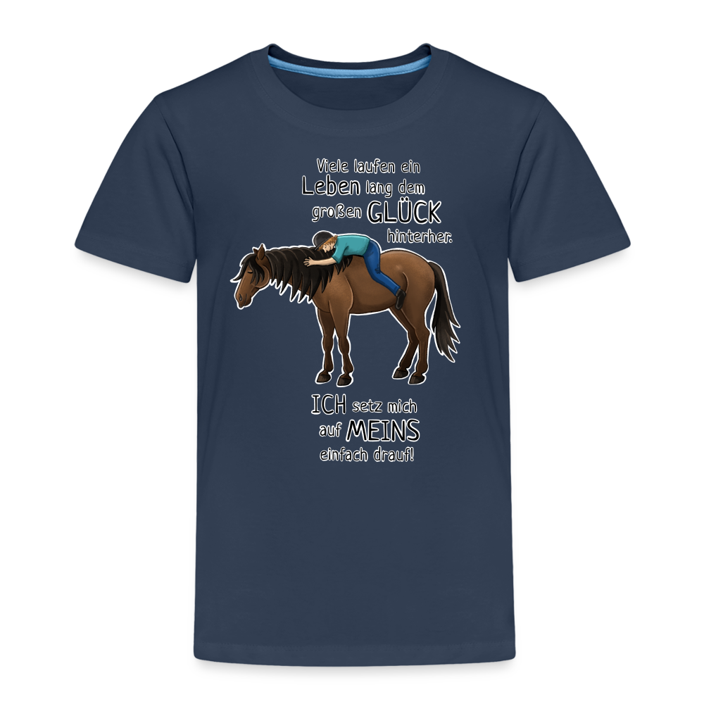 "Auf Pferd & Glück sitzen" Illustrationsstil - Kinder Premium T-Shirt - Navy