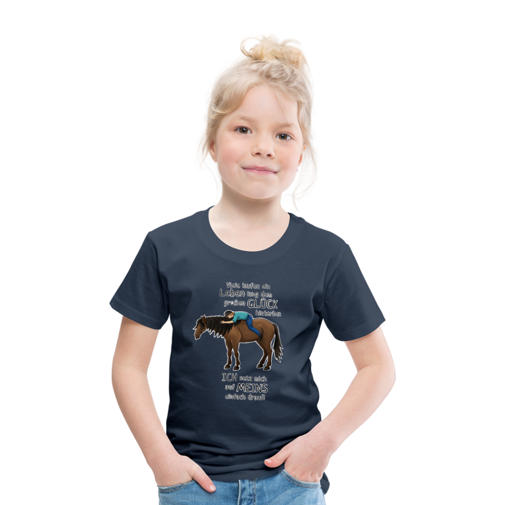 "Auf Pferd & Glück sitzen" Illustrationsstil - Kinder Premium T-Shirt - Navy