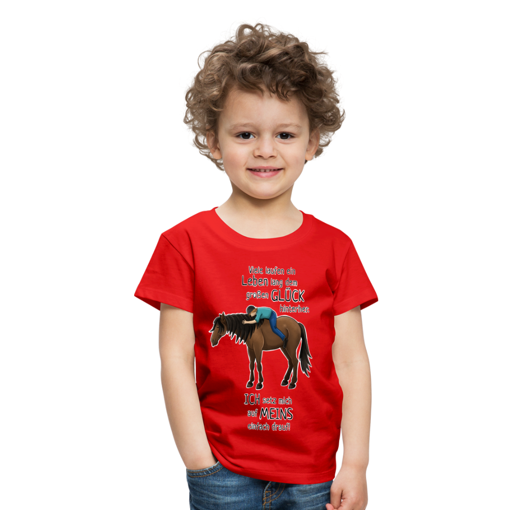 "Auf Pferd & Glück sitzen" Illustrationsstil - Kinder Premium T-Shirt - Rot