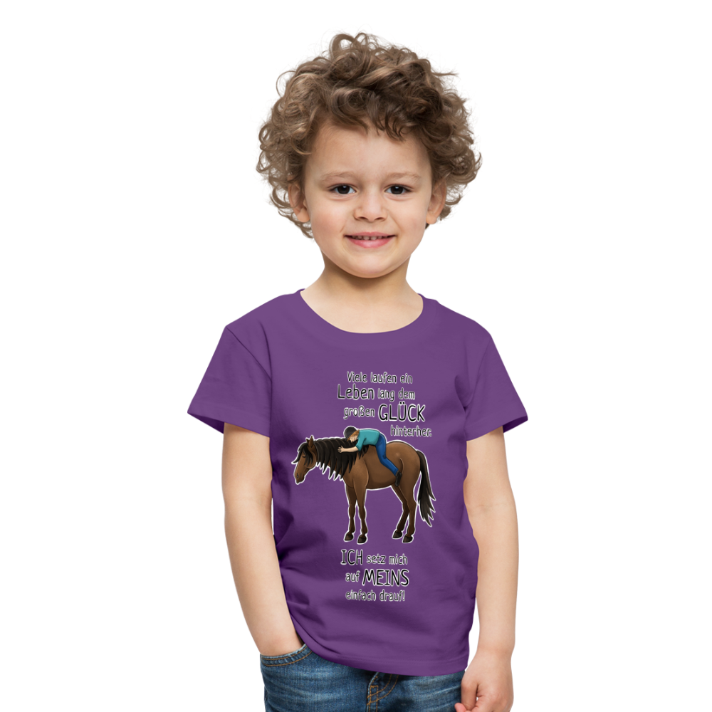 "Auf Pferd & Glück sitzen" Illustrationsstil - Kinder Premium T-Shirt - Lila
