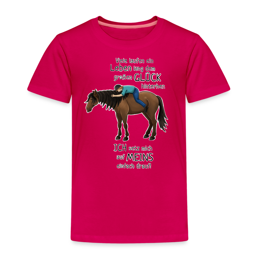 "Auf Pferd & Glück sitzen" Illustrationsstil - Kinder Premium T-Shirt - dunkles Pink