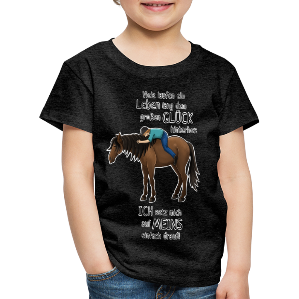 "Auf Pferd & Glück sitzen" Illustrationsstil - Kinder Premium T-Shirt - Anthrazit