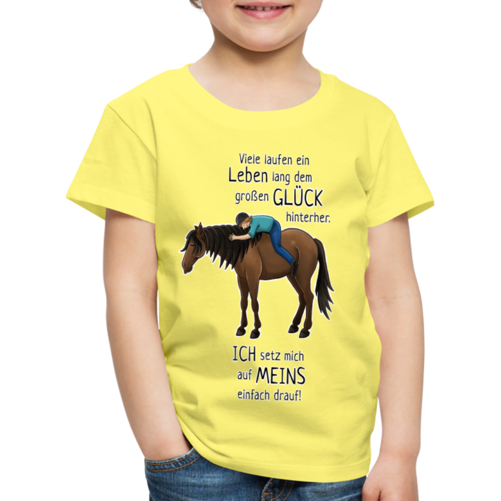 "Auf Pferd & Glück sitzen" Illustrationsstil - Kinder Premium T-Shirt - Gelb
