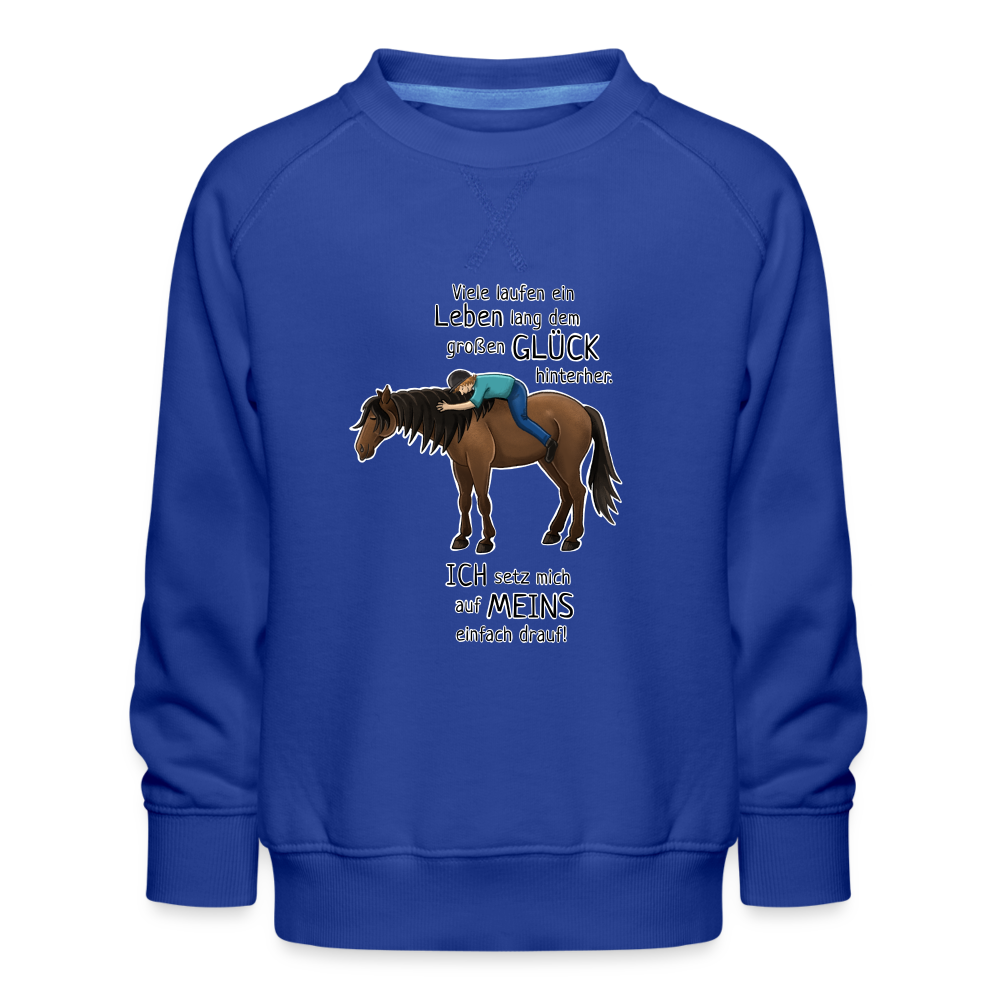 "Auf Pferd & Glück sitzen" Illustrationsstil - Kinder Premium Pullover - Royalblau