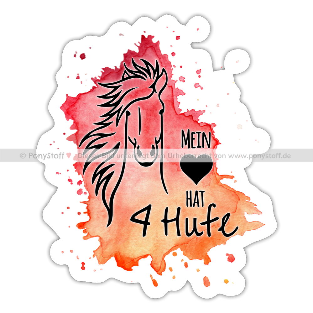 "Mein Herz hat 4 Hufe" Aquarell-Stil - Sticker - Mattweiß
