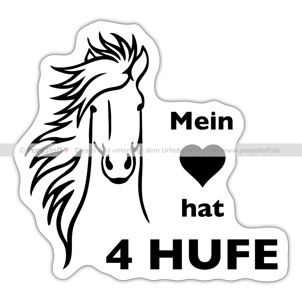 "Mein Herz hat 4 Hufe" Grafik-Stil - Sticker - Mattweiß