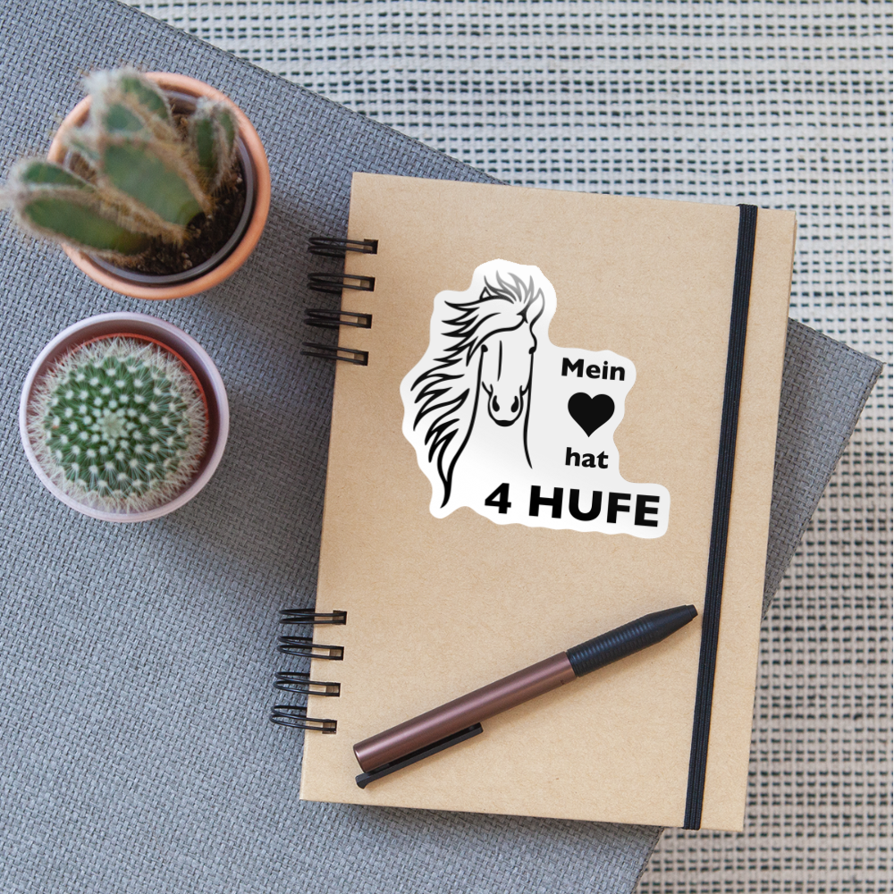 "Mein Herz hat 4 Hufe" Grafik-Stil - Sticker - Weiß glänzend