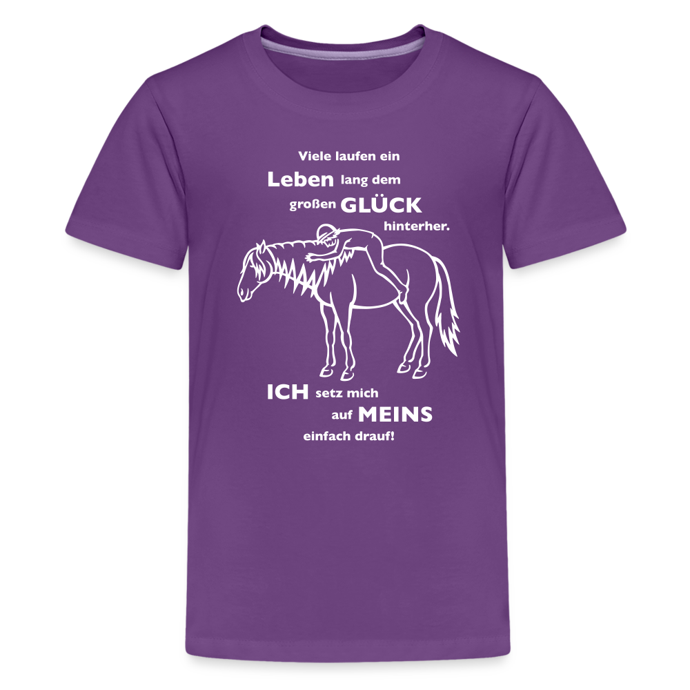 "Auf Pferd & Glück sitzen" Grafik-Stil - Teenager T-Shirt - Lila