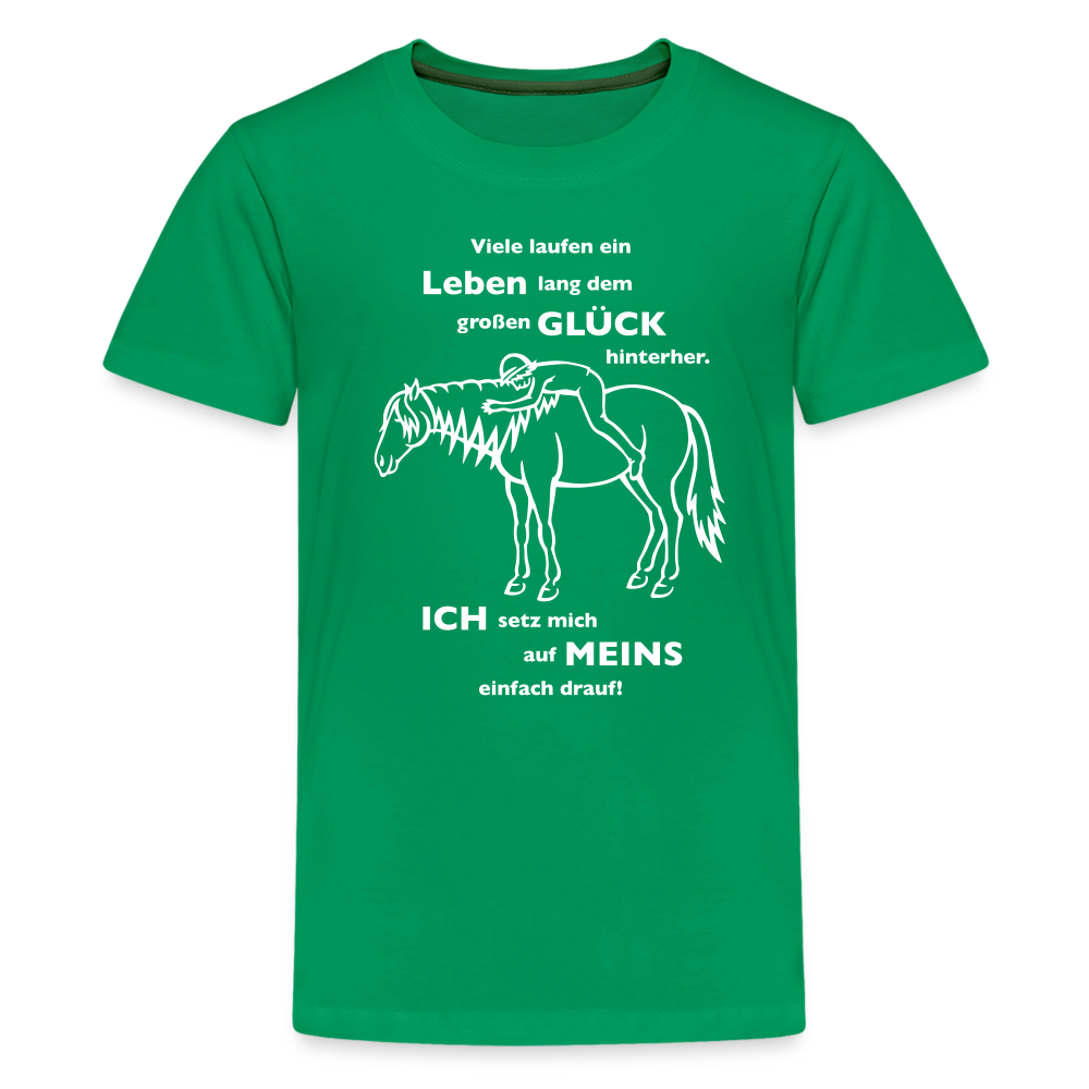 "Auf Pferd & Glück sitzen" Grafik-Stil - Teenager T-Shirt - Kelly Green