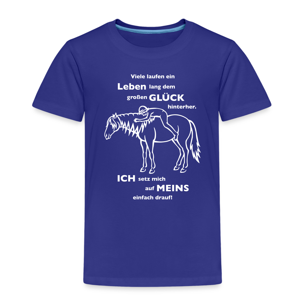 "Auf Pferd & Glück sitzen" Grafik-Stil - Kinder Premium T-Shirt - Königsblau