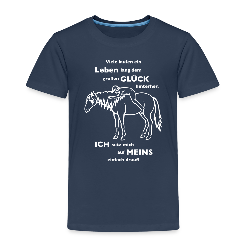 "Auf Pferd & Glück sitzen" Grafik-Stil - Kinder Premium T-Shirt - Navy