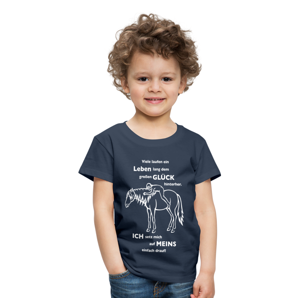 "Auf Pferd & Glück sitzen" Grafik-Stil - Kinder Premium T-Shirt - Navy