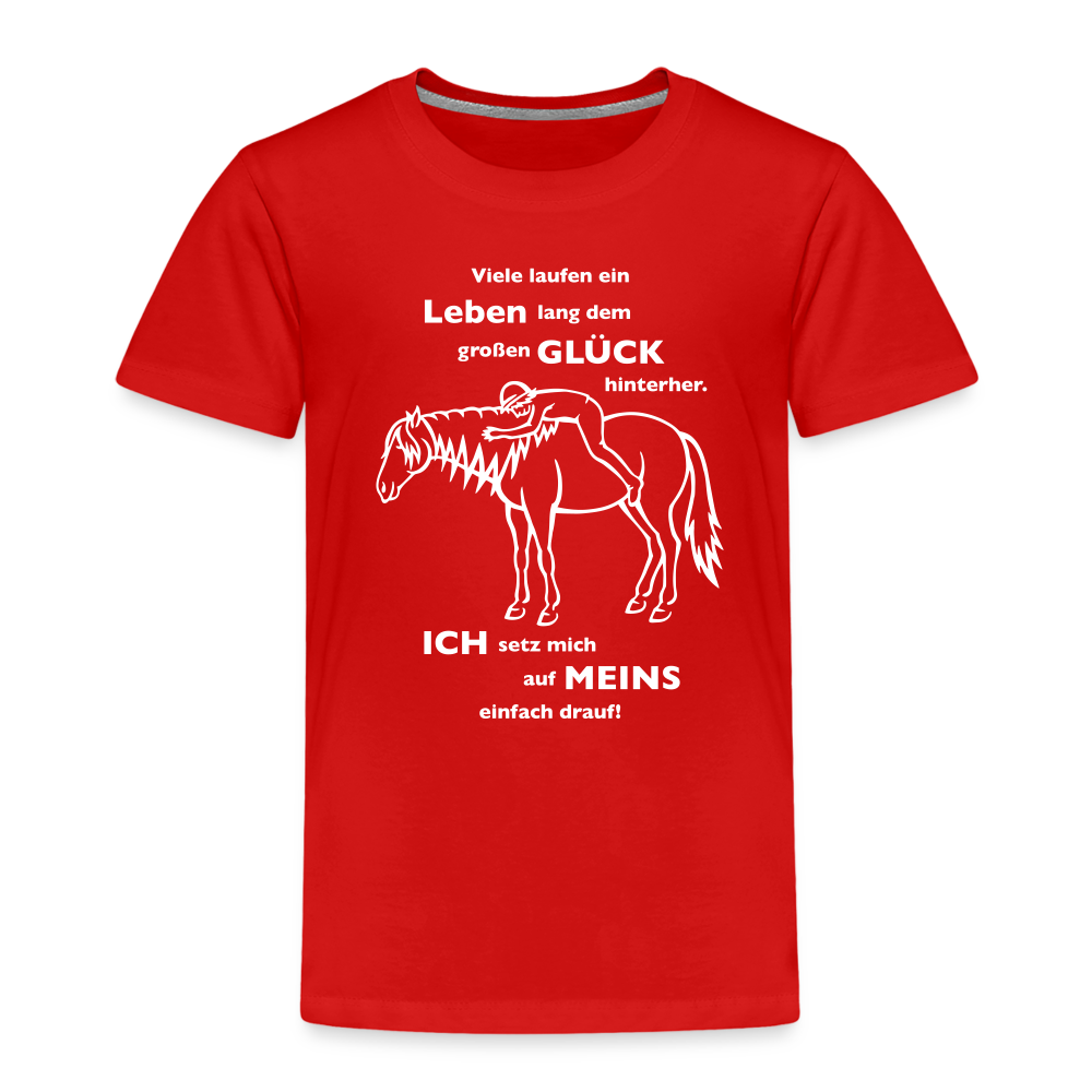 "Auf Pferd & Glück sitzen" Grafik-Stil - Kinder Premium T-Shirt - Rot