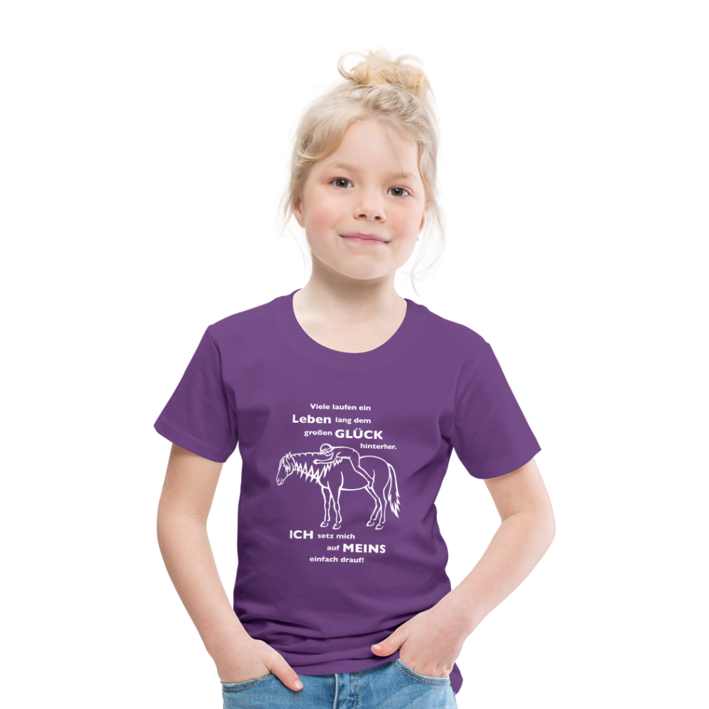 "Auf Pferd & Glück sitzen" Grafik-Stil - Kinder Premium T-Shirt - Lila