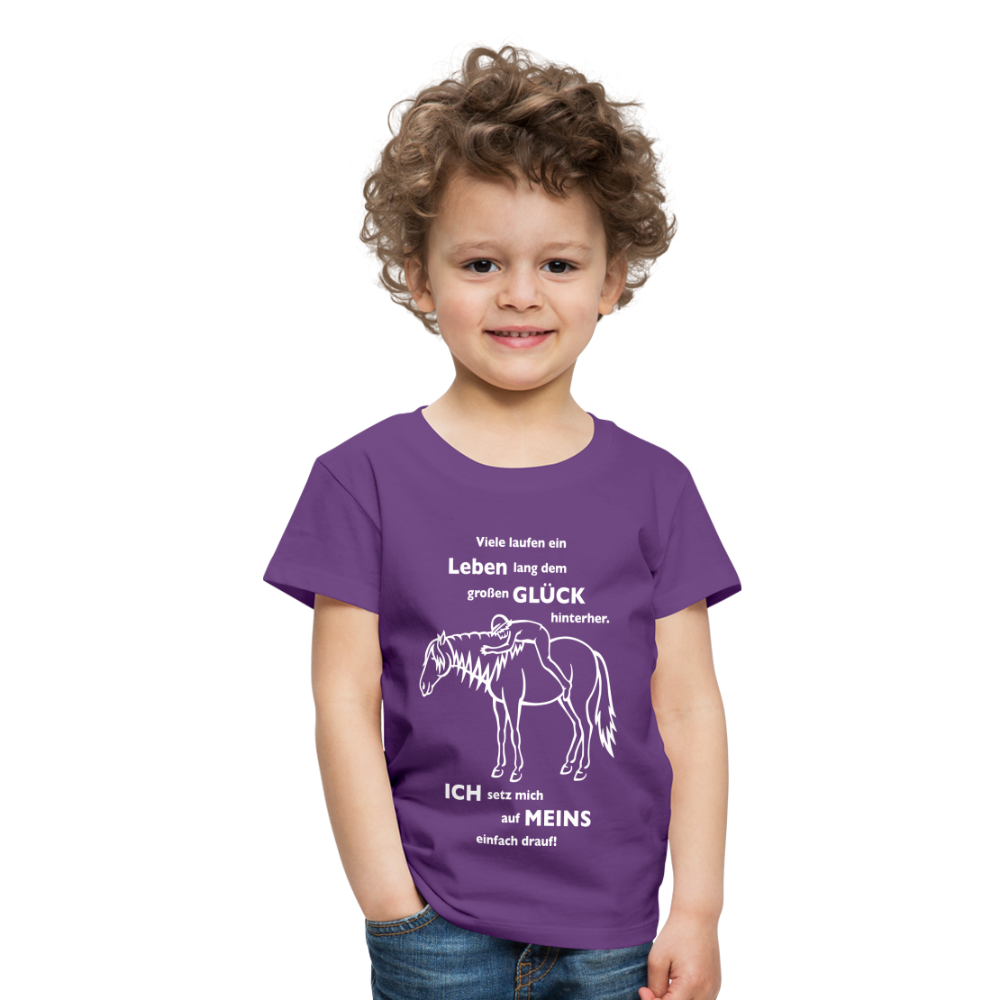"Auf Pferd & Glück sitzen" Grafik-Stil - Kinder Premium T-Shirt - Lila