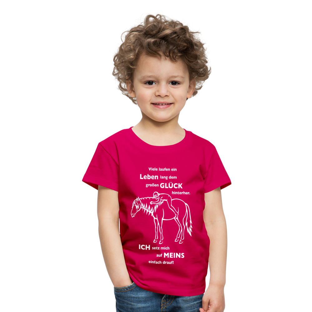 "Auf Pferd & Glück sitzen" Grafik-Stil - Kinder Premium T-Shirt - dunkles Pink
