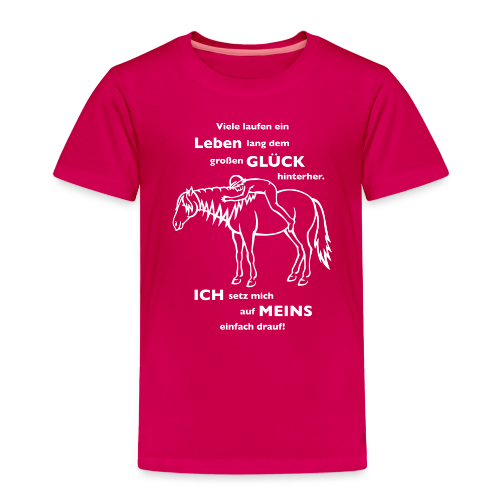 "Auf Pferd & Glück sitzen" Grafik-Stil - Kinder Premium T-Shirt - dunkles Pink