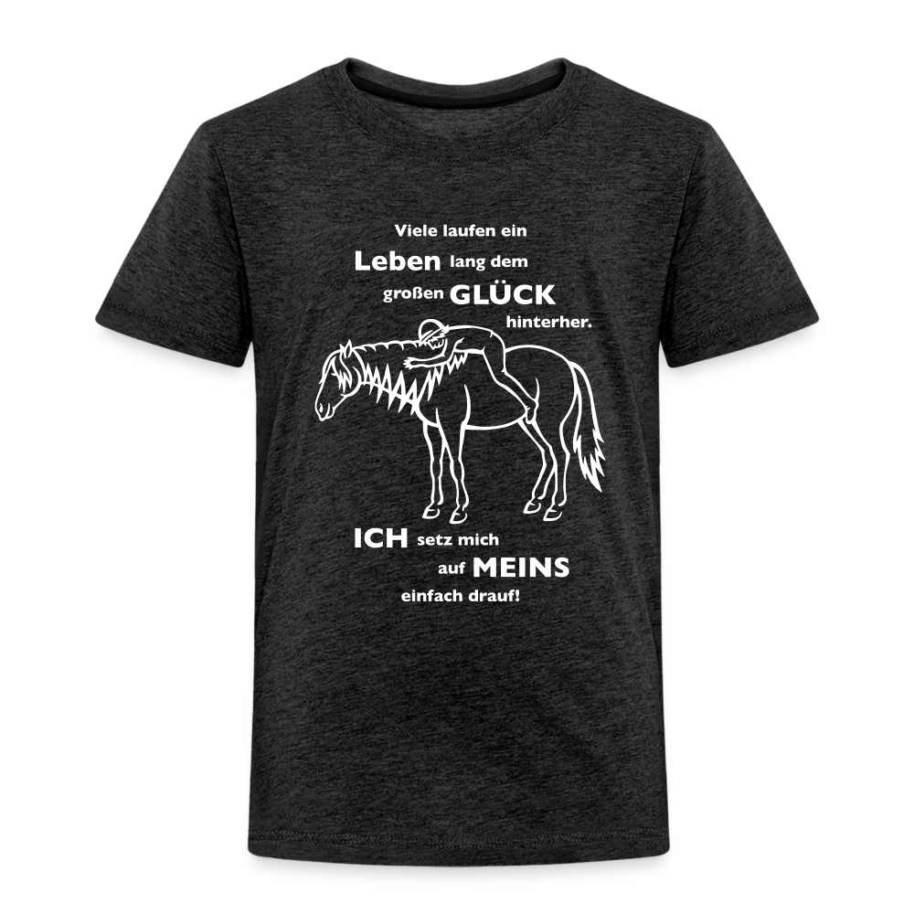 "Auf Pferd & Glück sitzen" Grafik-Stil - Kinder Premium T-Shirt - Anthrazit