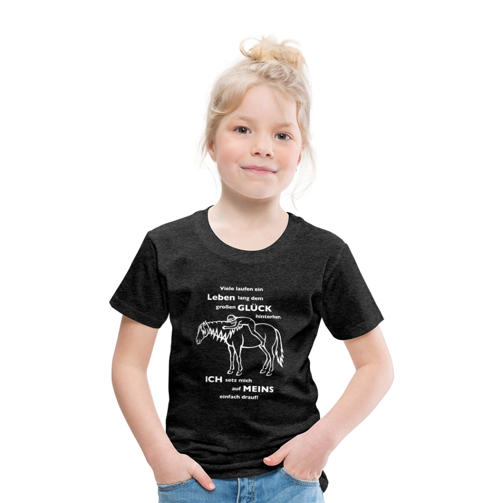 "Auf Pferd & Glück sitzen" Grafik-Stil - Kinder Premium T-Shirt - Anthrazit