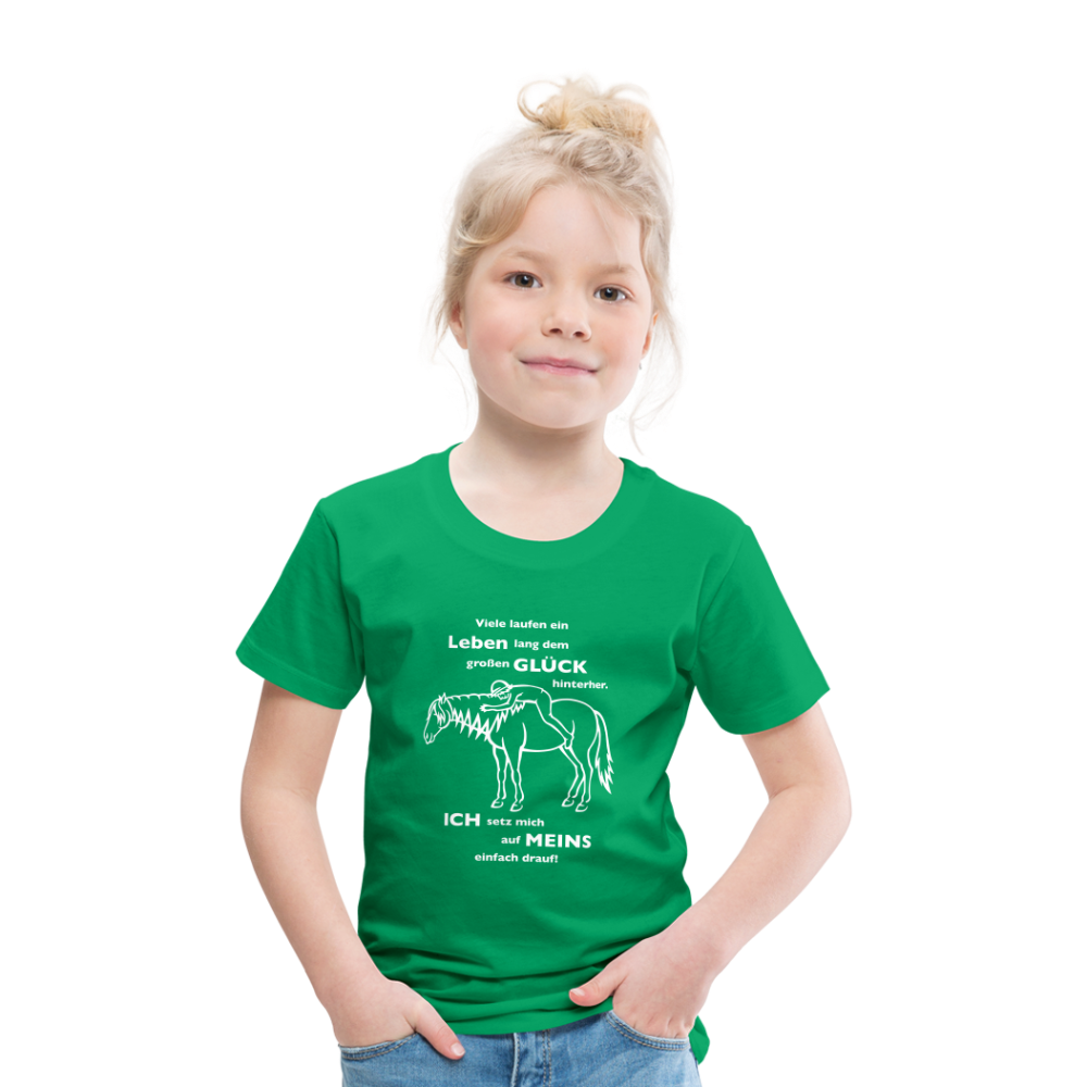 "Auf Pferd & Glück sitzen" Grafik-Stil - Kinder Premium T-Shirt - Kelly Green