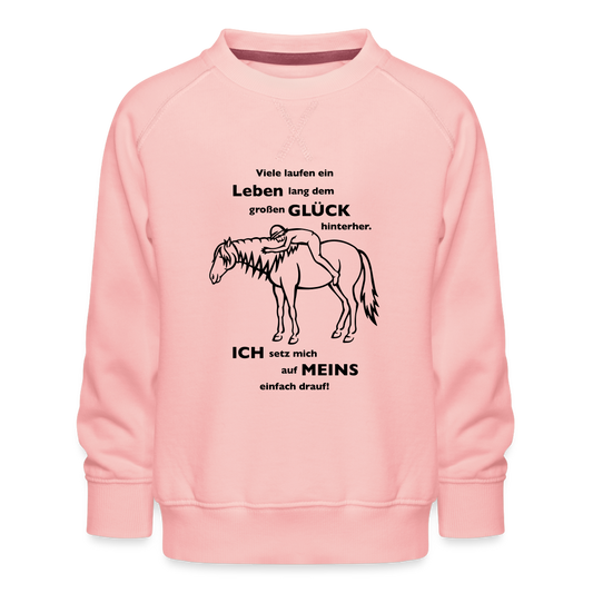"Auf Pferd & Glück sitzen" Grafik-Stil - Kinder Pullover - Kristallrosa