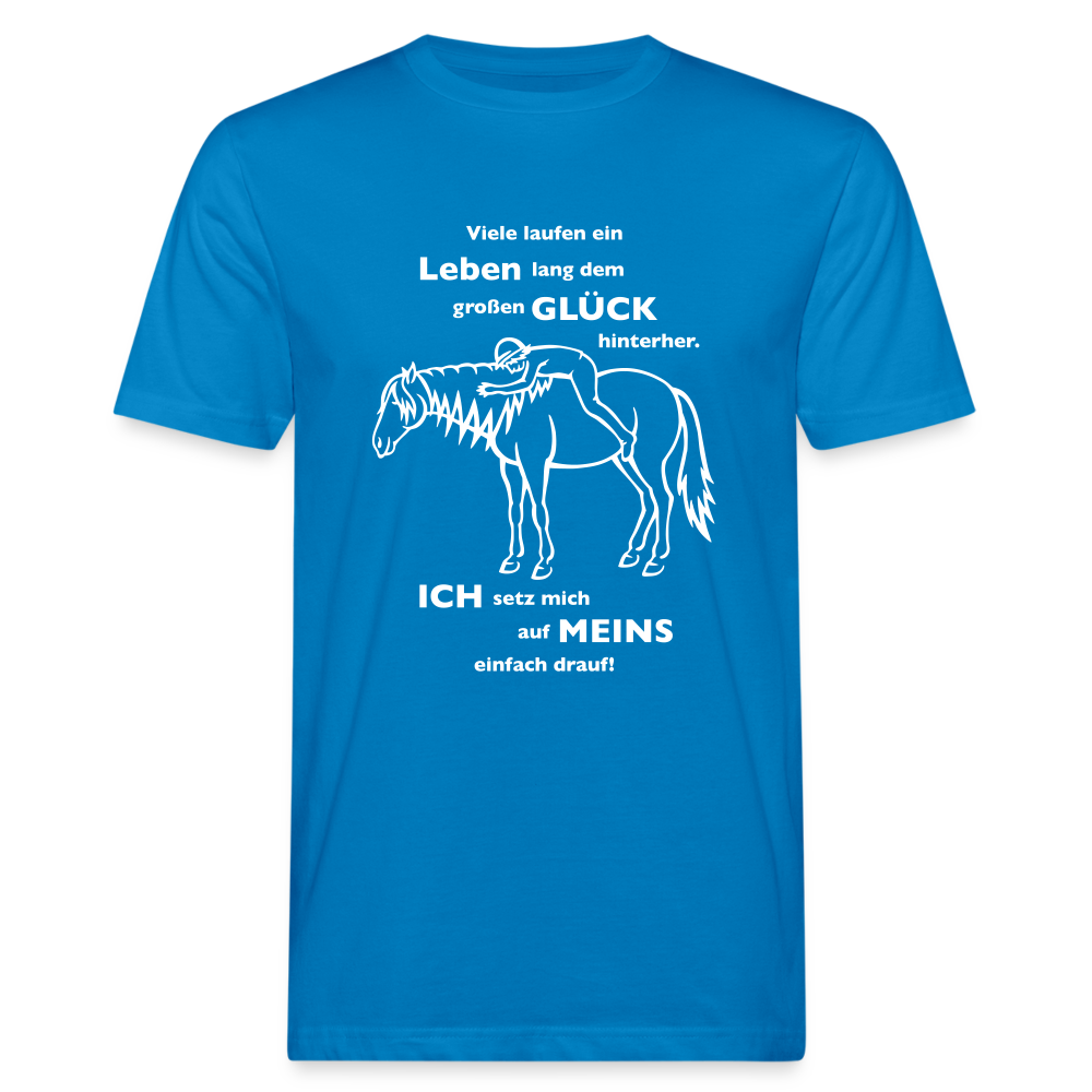 "Auf Pferd & Glück sitzen" Grafik-Stil - Männer Bio-T-Shirt - Pfauenblau