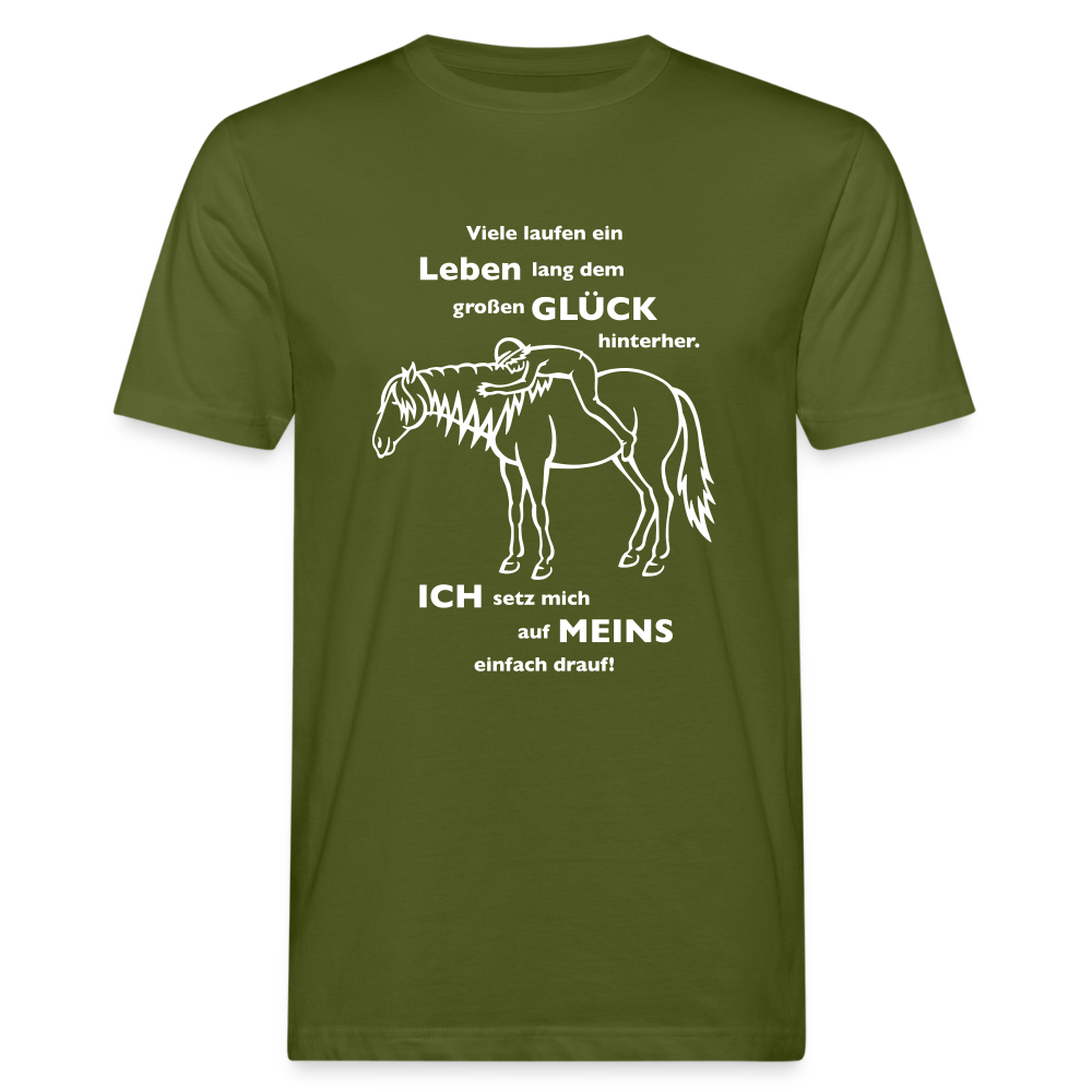 "Auf Pferd & Glück sitzen" Grafik-Stil - Männer Bio-T-Shirt - Moosgrün