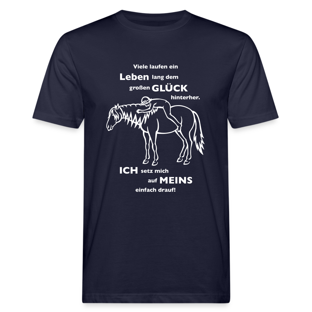 "Auf Pferd & Glück sitzen" Grafik-Stil - Männer Bio-T-Shirt - Navy