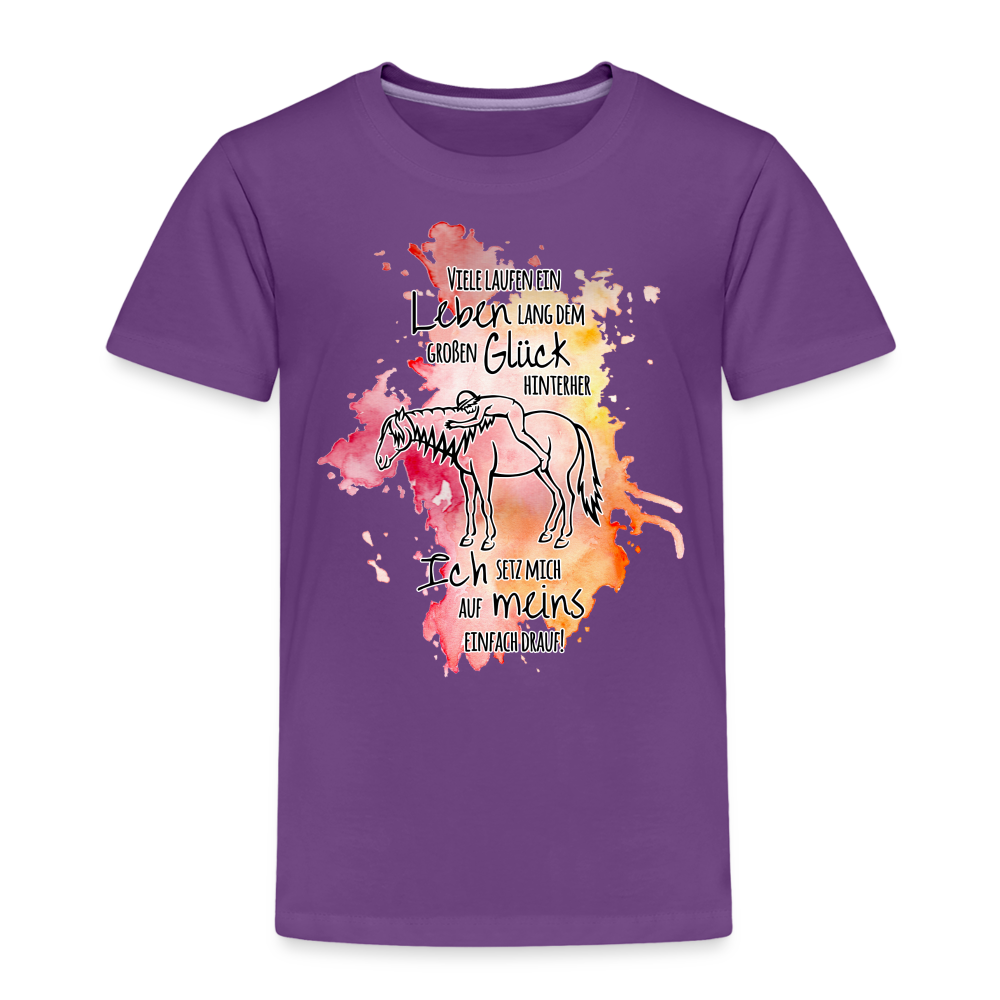 "Auf Pferd & Glück sitzen" Aquarell-Stil - Kinder T-Shirt - Lila