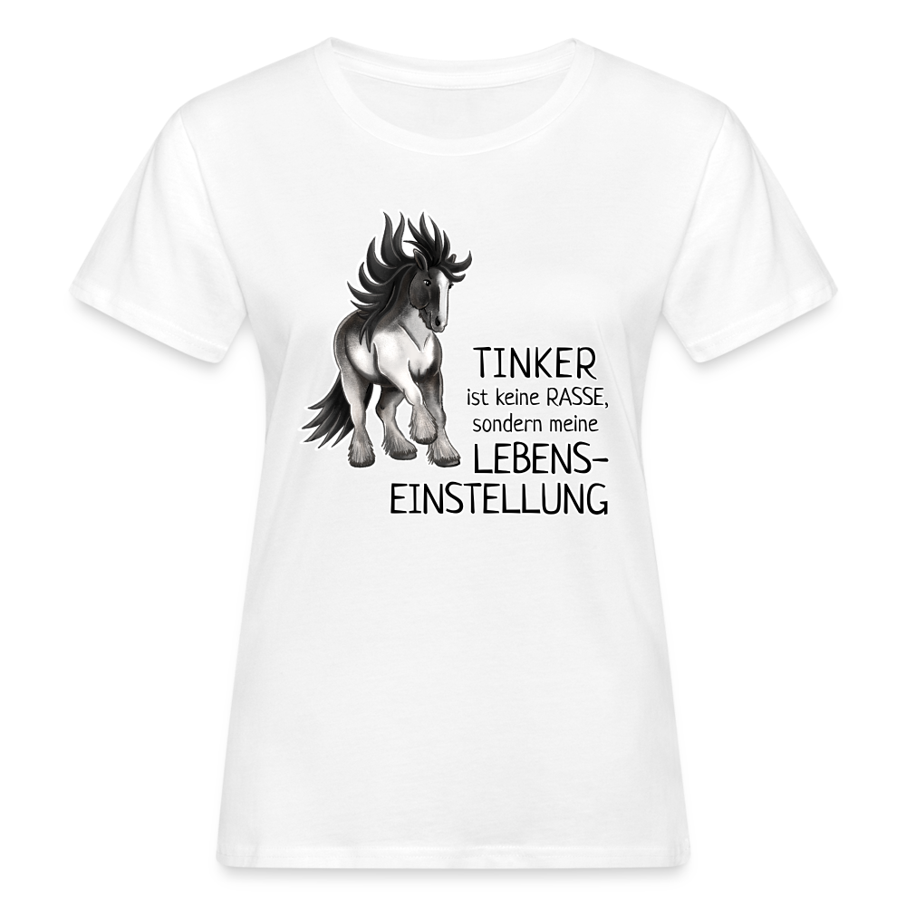 "Lebenseinstellung Tinker" Illustrations-Stil - Frauen Bio-T-Shirt - weiß