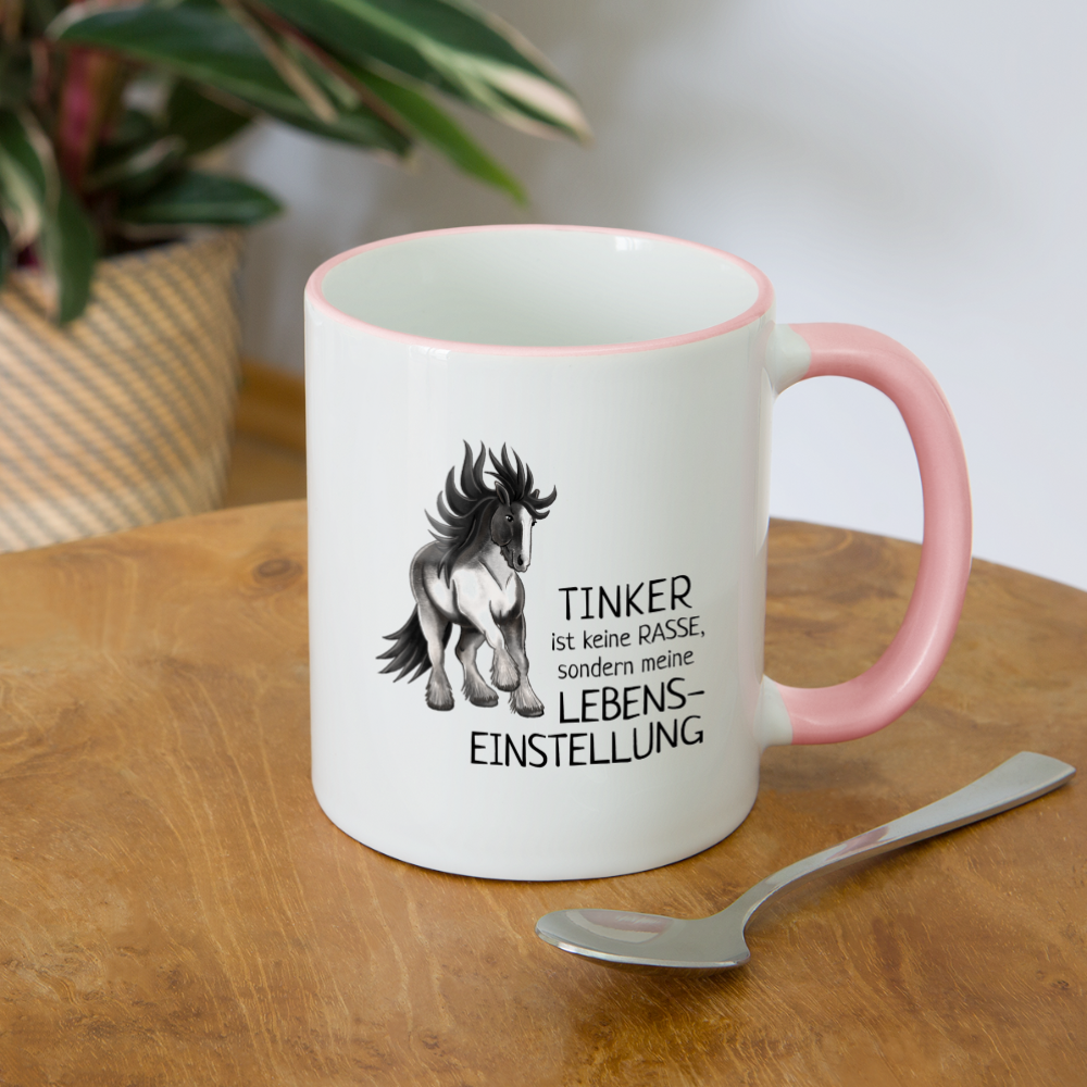 "Lebenseinstellung Tinker" Illustrations-Stil - Tasse zweifarbig - Weiß/Pink