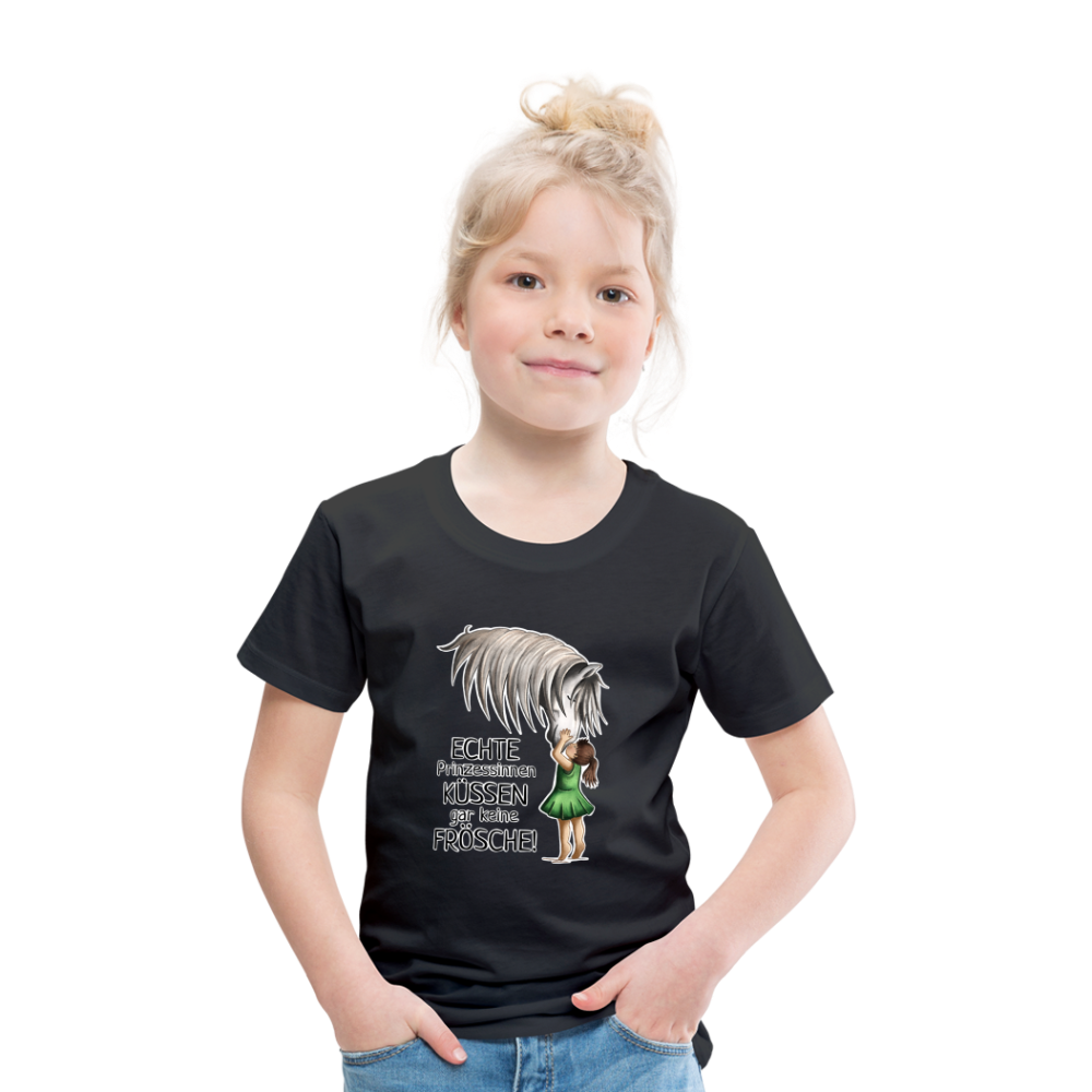 "Prinzessinnen-Kuss" Illustrations-Stil - Kinder T-Shirt - Schwarz